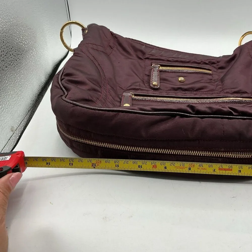 Tod’s Pashmy Burgundy Nylon Patent Leather Hobo Shoulder Bag Gold Hardware